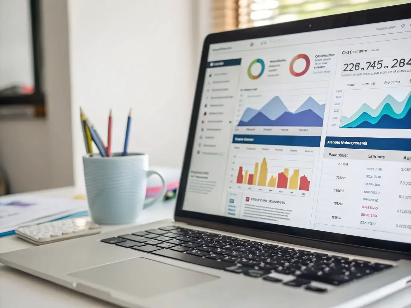 An image of a digital dashboard displaying ad performance metrics and campaign visuals, representing the Digital Advertising service offered by Momentum Marketing.