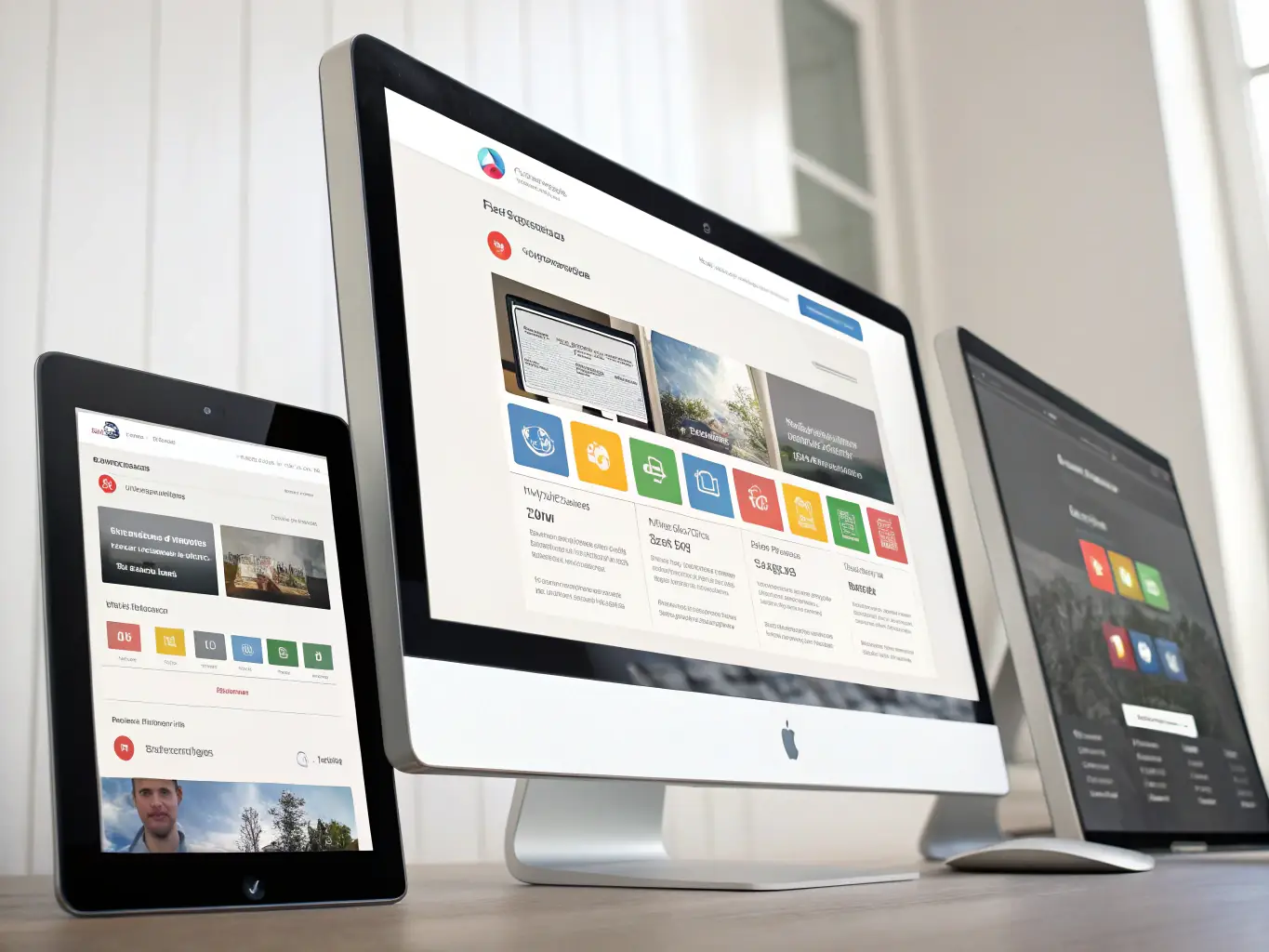 A dynamic image featuring various digital devices displaying targeted ads and social media campaigns, highlighting the reach and impact of digital advertising.